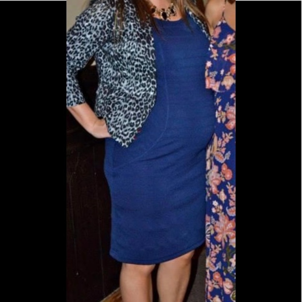 Maternity- Jessica Simpson NAVY form fitting dress- size M